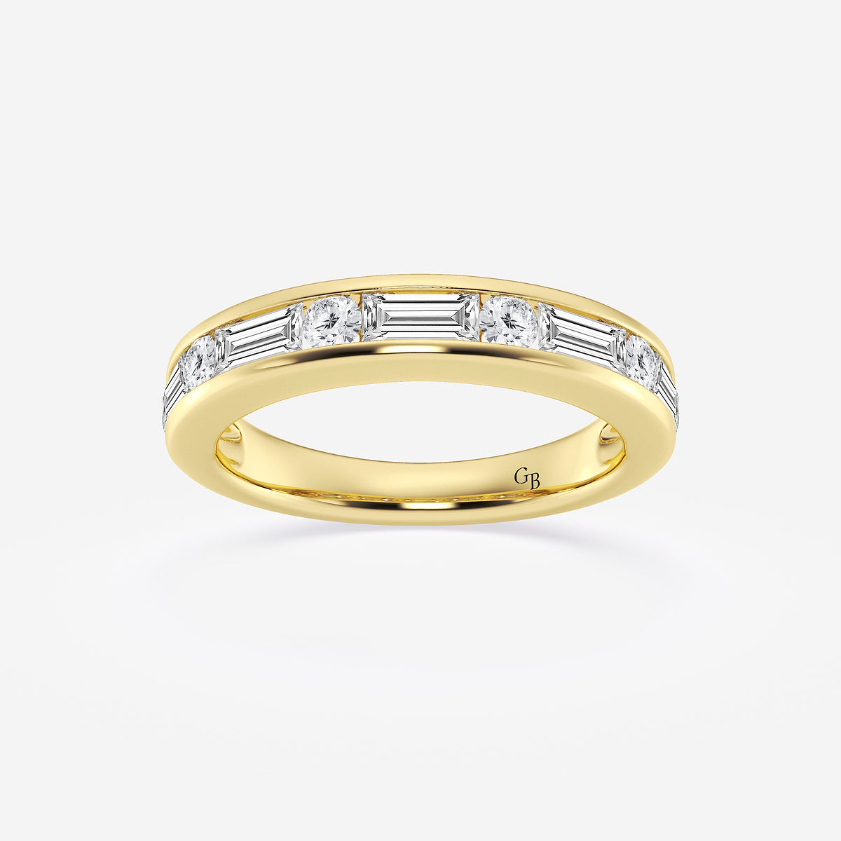 GWA125 - product video for 1 ctw Round and Baguette Lab Grown Diamond Alternating Nine Stone Anniversary Band