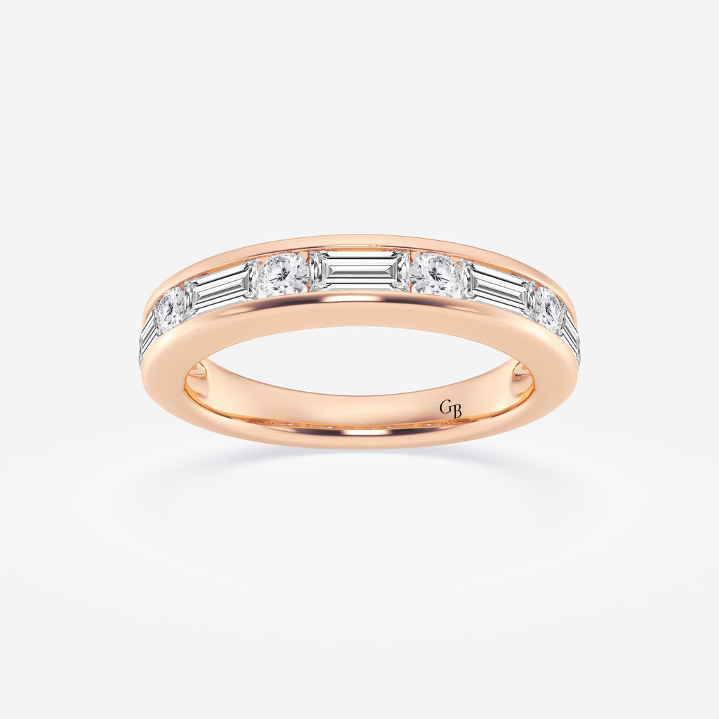 GWA125 - 1 ctw Round and Baguette Lab Grown Diamond Alternating Nine Stone Anniversary Band