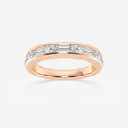 GWA125 - 1 ctw Round and Baguette Lab Grown Diamond Alternating Nine Stone Anniversary Band
