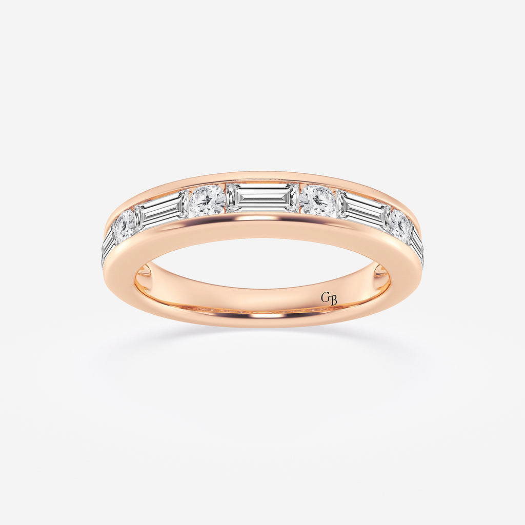 GWA125 - product video for 1 ctw Round and Baguette Lab Grown Diamond Alternating Nine Stone Anniversary Band