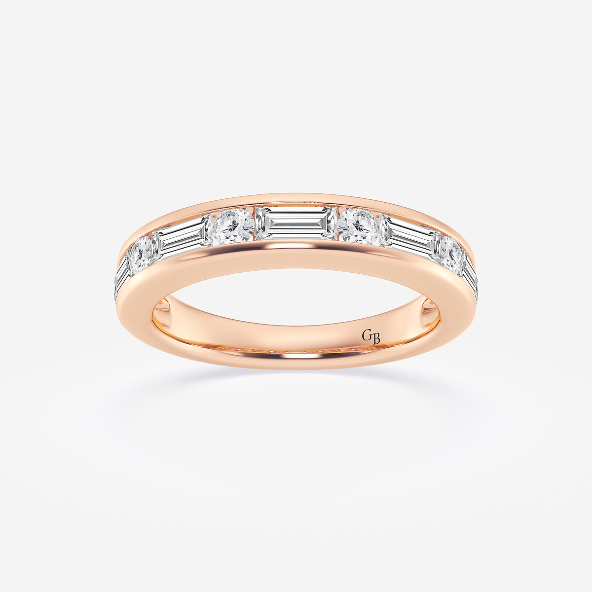 GWA125 - product video for 1 ctw Round and Baguette Lab Grown Diamond Alternating Nine Stone Anniversary Band