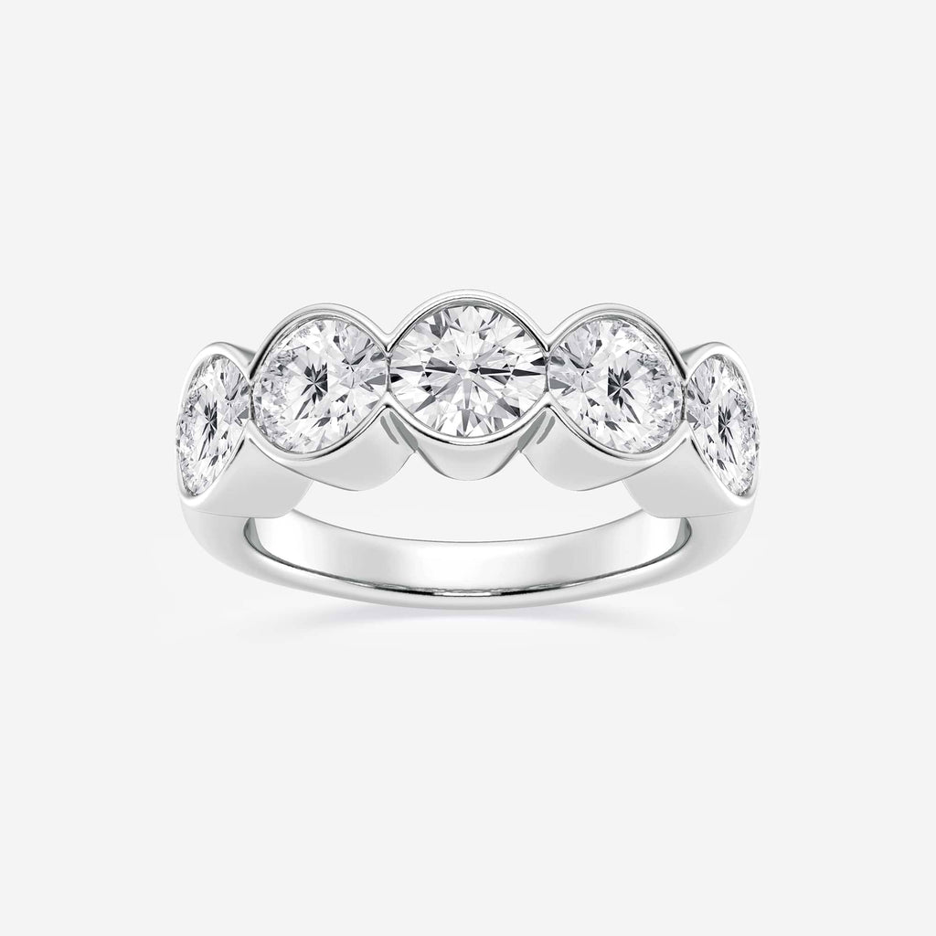 GWA131 - 3 ctw Round Lab Grown Diamond Half Bezel Five Stone Anniversary Band