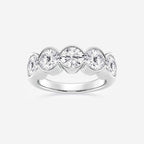 GWA131 - 3 ctw Round Lab Grown Diamond Half Bezel Five Stone Anniversary Band