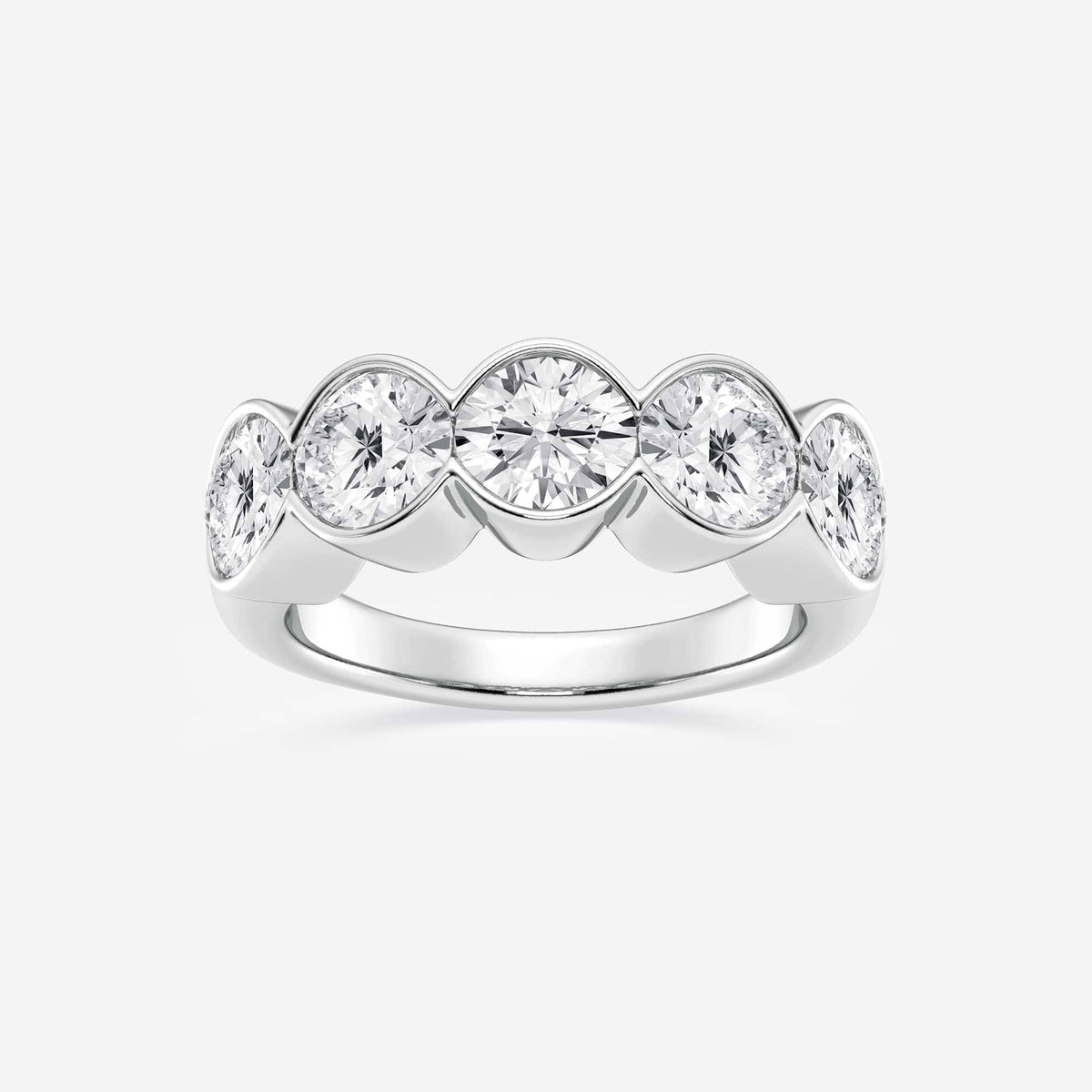 GWA131 - 3 ctw Round Lab Grown Diamond Half Bezel Five Stone Anniversary Band