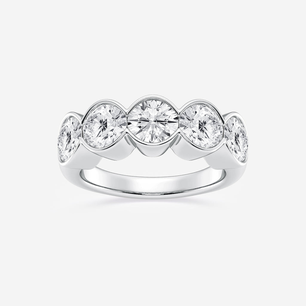 GWA131 - product video for 3 ctw Round Lab Grown Diamond Half Bezel Five Stone Anniversary Band