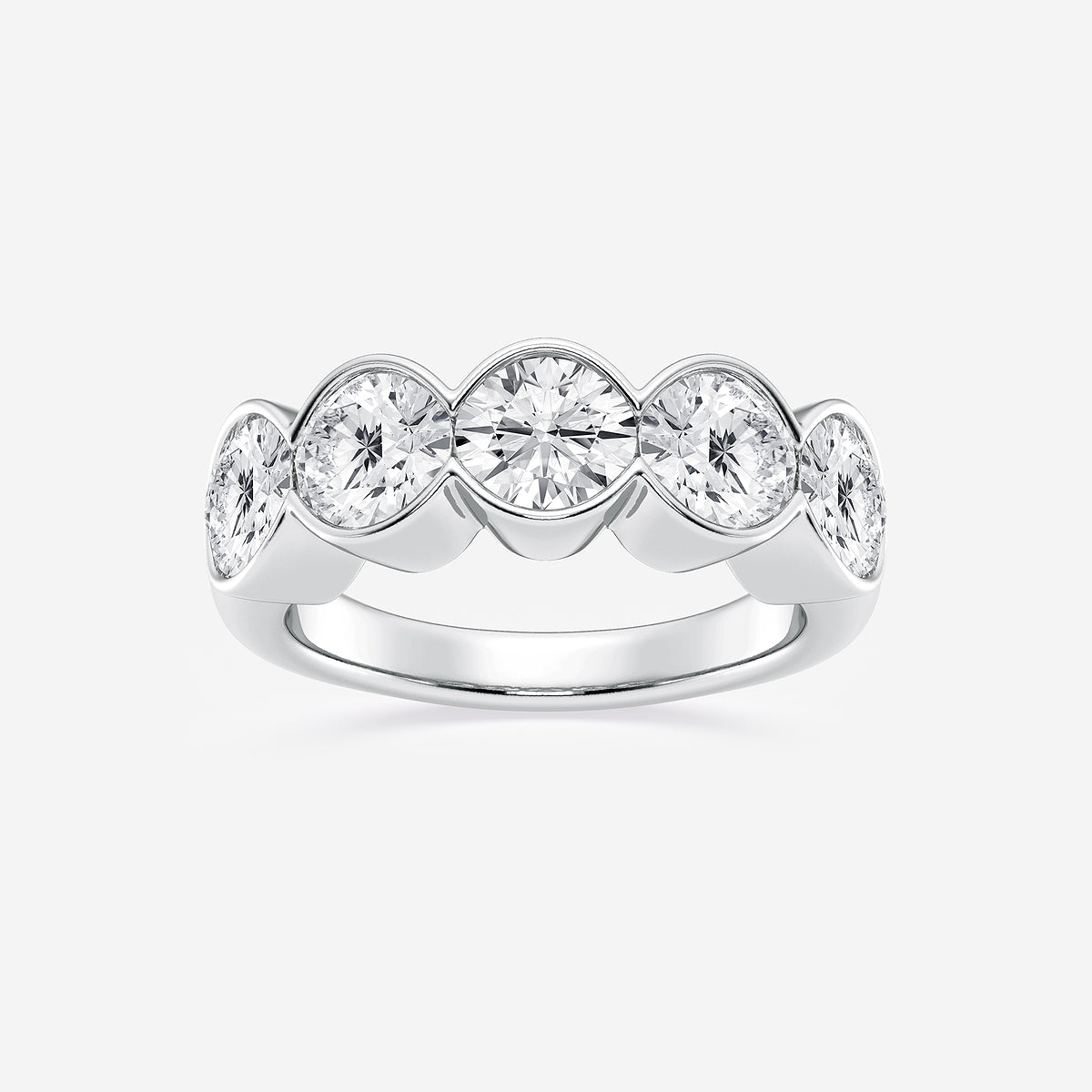 GWA131 - product video for 3 ctw Round Lab Grown Diamond Half Bezel Five Stone Anniversary Band