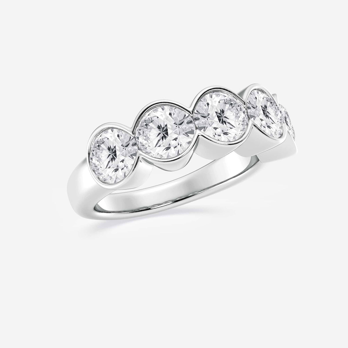 GWA131 - Additional Image 1 for  3 ctw Round Lab Grown Diamond Half Bezel Five Stone Anniversary Band