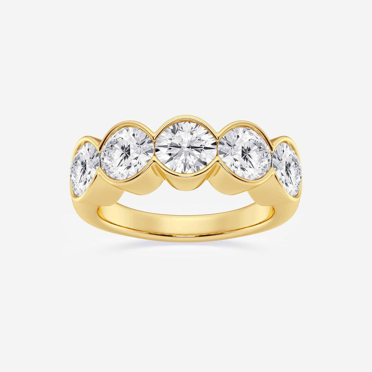 GWA131 - 3 ctw Round Lab Grown Diamond Half Bezel Five Stone Anniversary Band