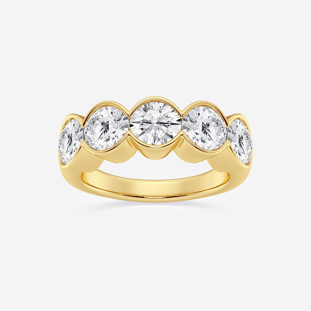 GWA131 - product video for 3 ctw Round Lab Grown Diamond Half Bezel Five Stone Anniversary Band