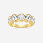 GWA131 - product video for 3 ctw Round Lab Grown Diamond Half Bezel Five Stone Anniversary Band