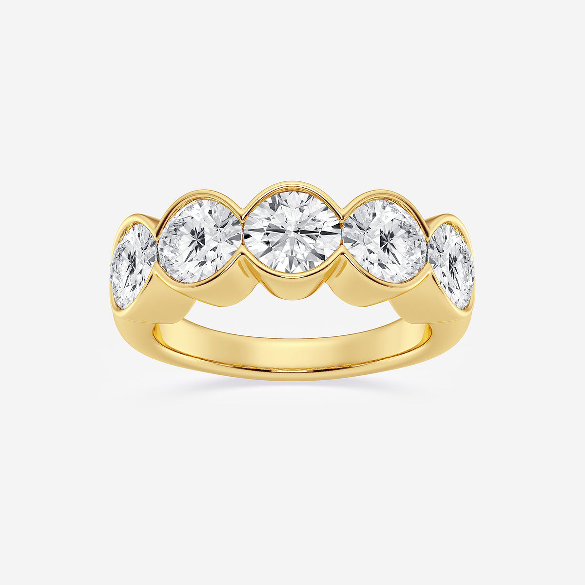 GWA131 - product video for 3 ctw Round Lab Grown Diamond Half Bezel Five Stone Anniversary Band