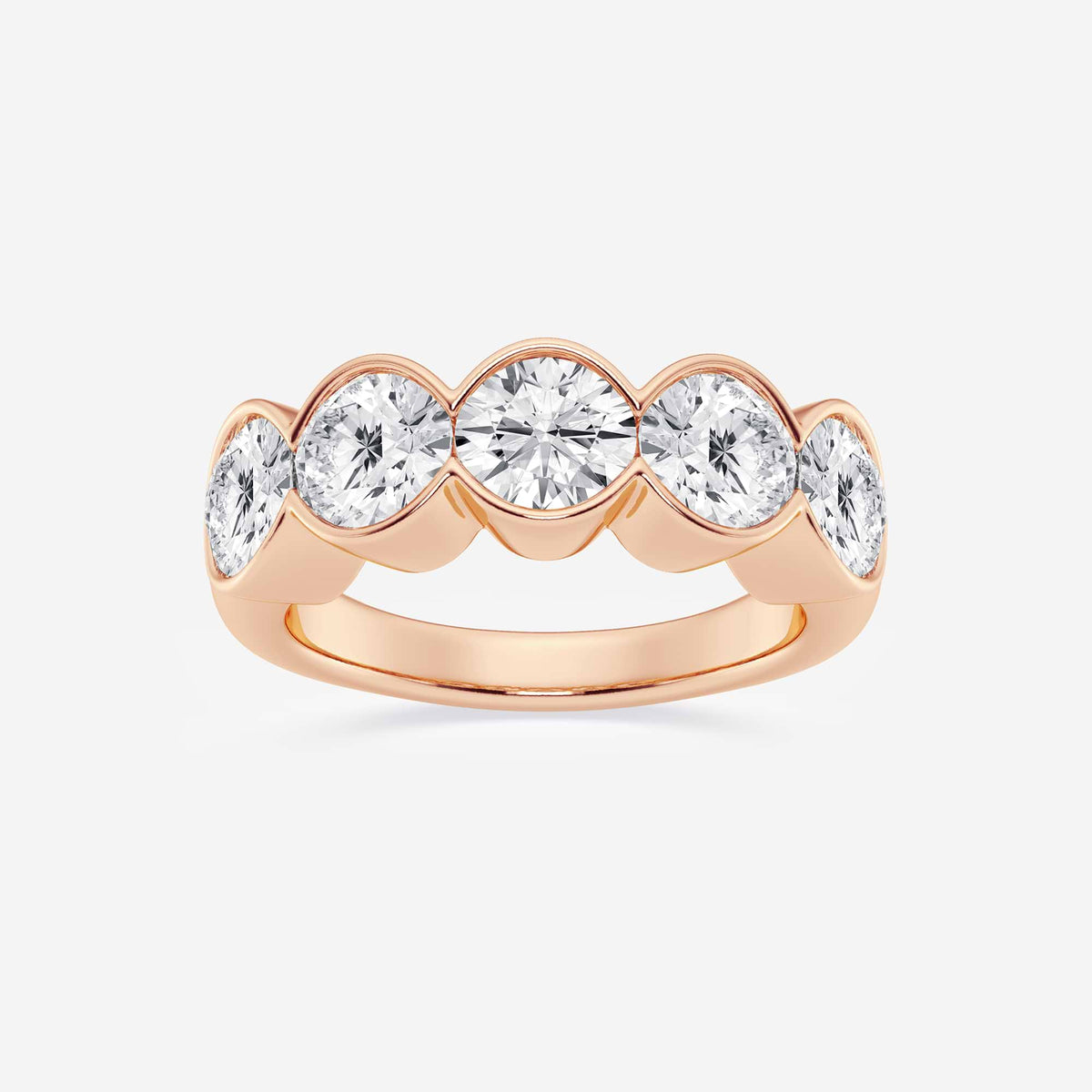 GWA131 - 3 ctw Round Lab Grown Diamond Half Bezel Five Stone Anniversary Band