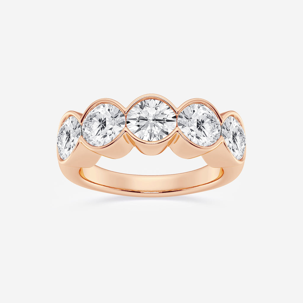 GWA131 - product video for 3 ctw Round Lab Grown Diamond Half Bezel Five Stone Anniversary Band
