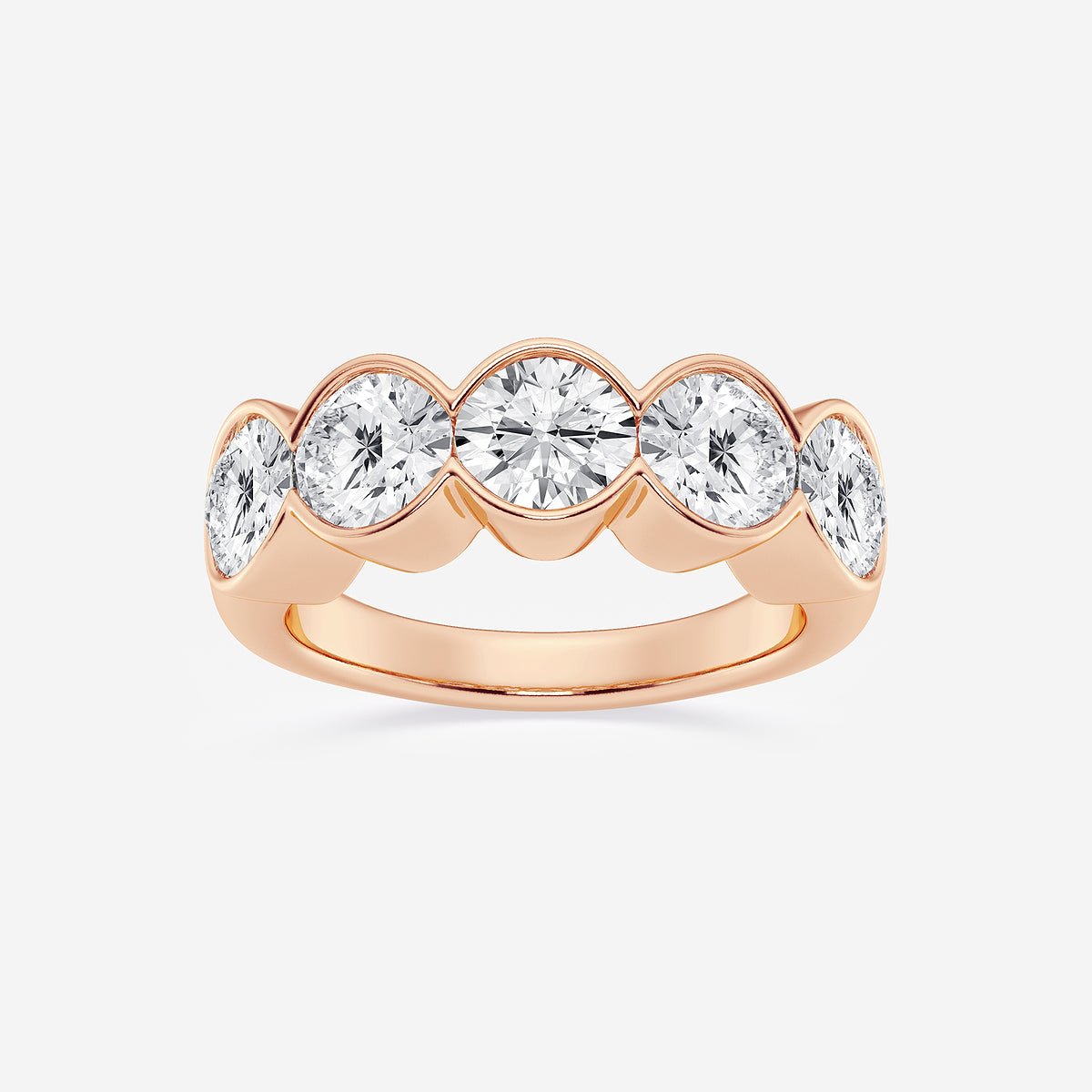 GWA131 - product video for 3 ctw Round Lab Grown Diamond Half Bezel Five Stone Anniversary Band