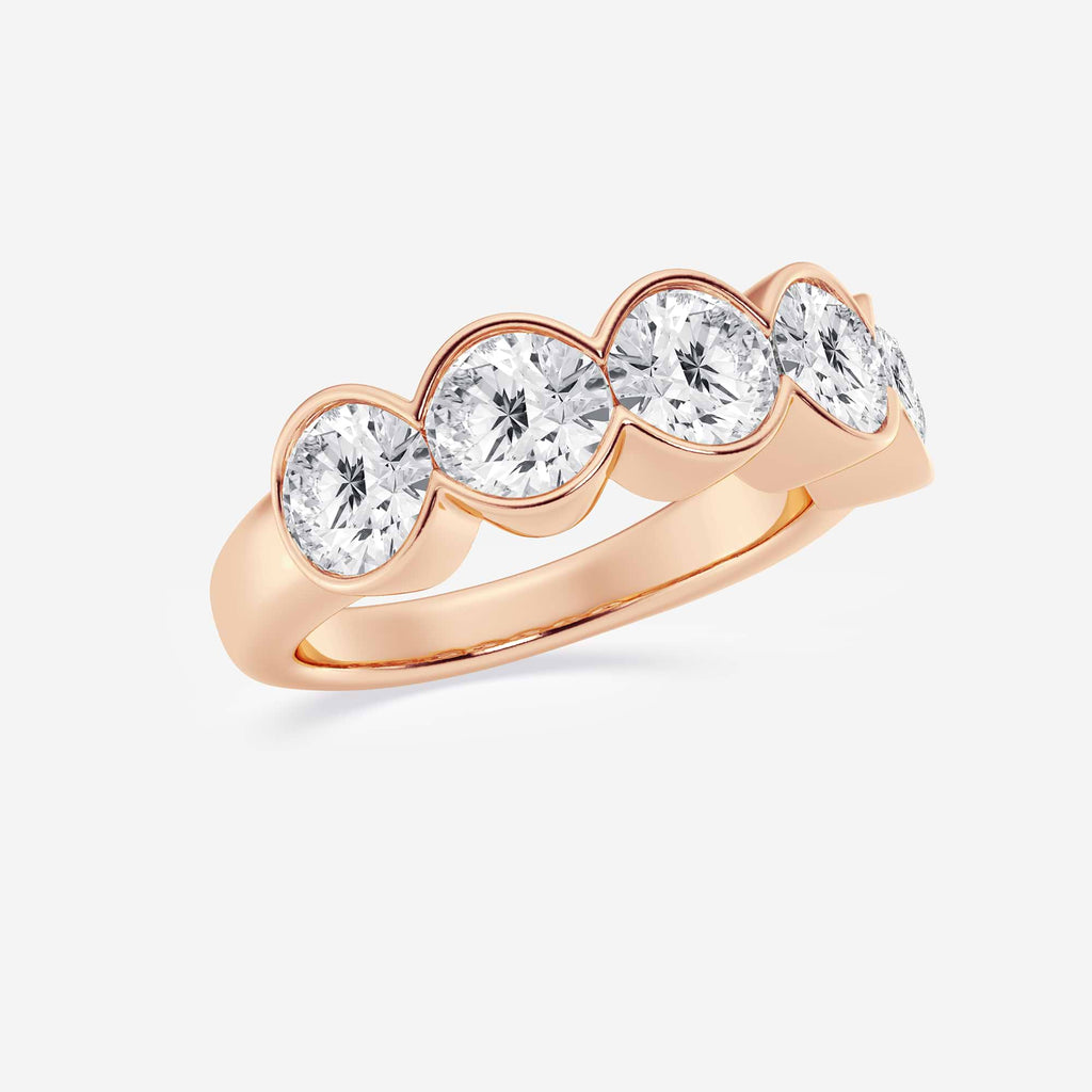 GWA131 - Additional Image 1 for  3 ctw Round Lab Grown Diamond Half Bezel Five Stone Anniversary Band