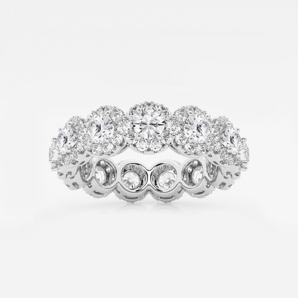 GWA133 - 3 ctw Halo Round Lab Grown Diamond Eternity Band - 6mm Width