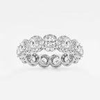 GWA133 - 3 ctw Halo Round Lab Grown Diamond Eternity Band - 6mm Width