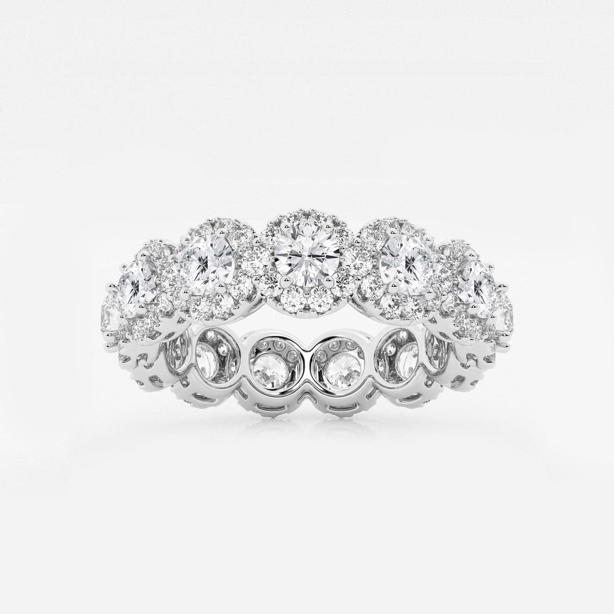 GWA133 - 3 ctw Halo Round Lab Grown Diamond Eternity Band - 6mm Width