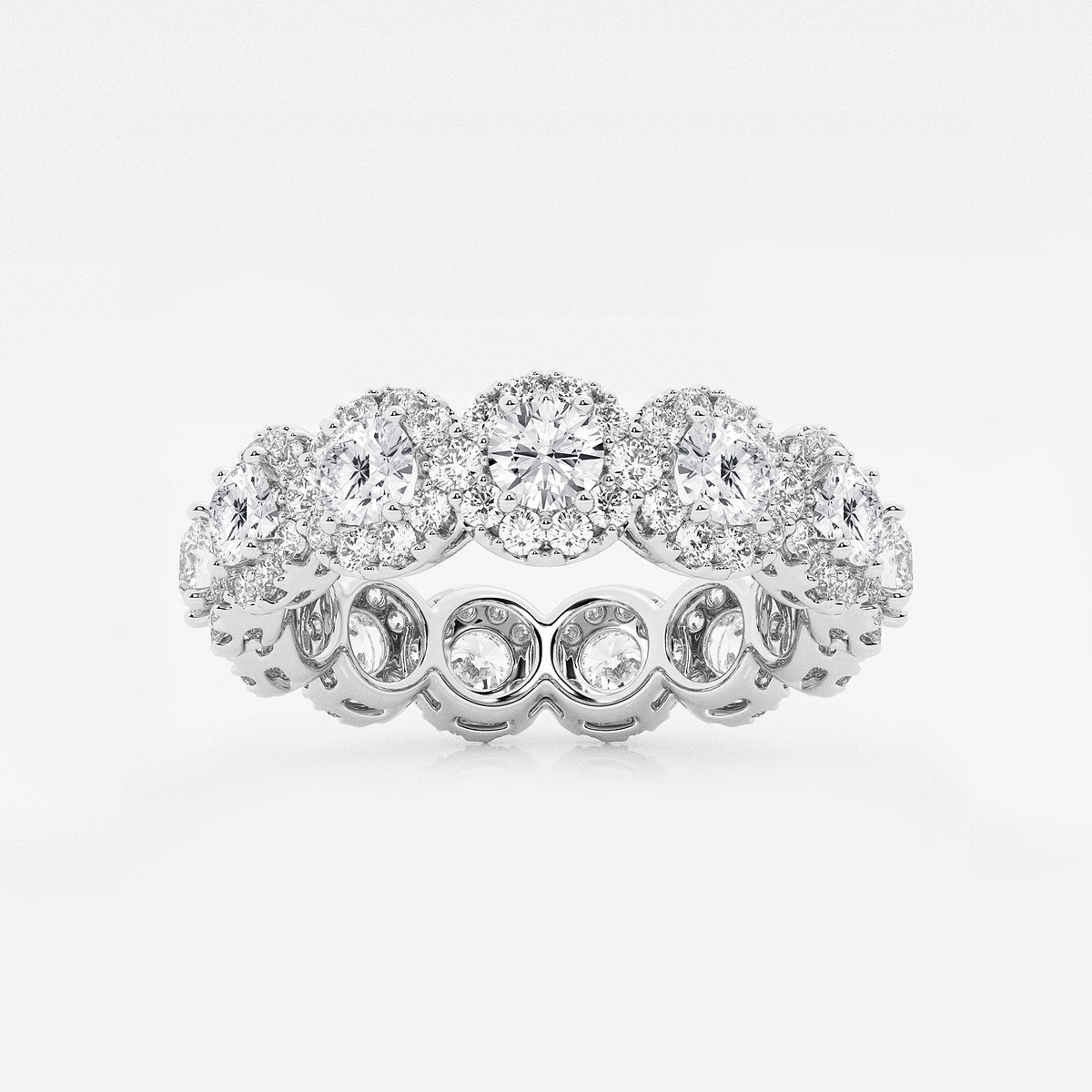 GWA133 - product video for 3 ctw Halo Round Lab Grown Diamond Eternity Band - 6mm Width