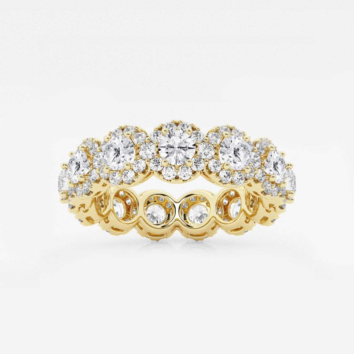 GWA133 - 3 ctw Halo Round Lab Grown Diamond Eternity Band - 6mm Width