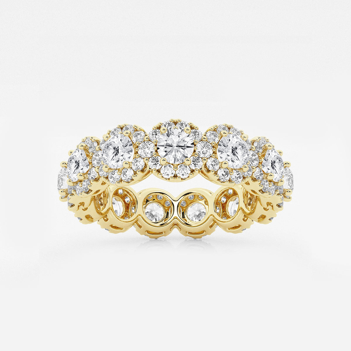 GWA133 - product video for 3 ctw Halo Round Lab Grown Diamond Eternity Band - 6mm Width
