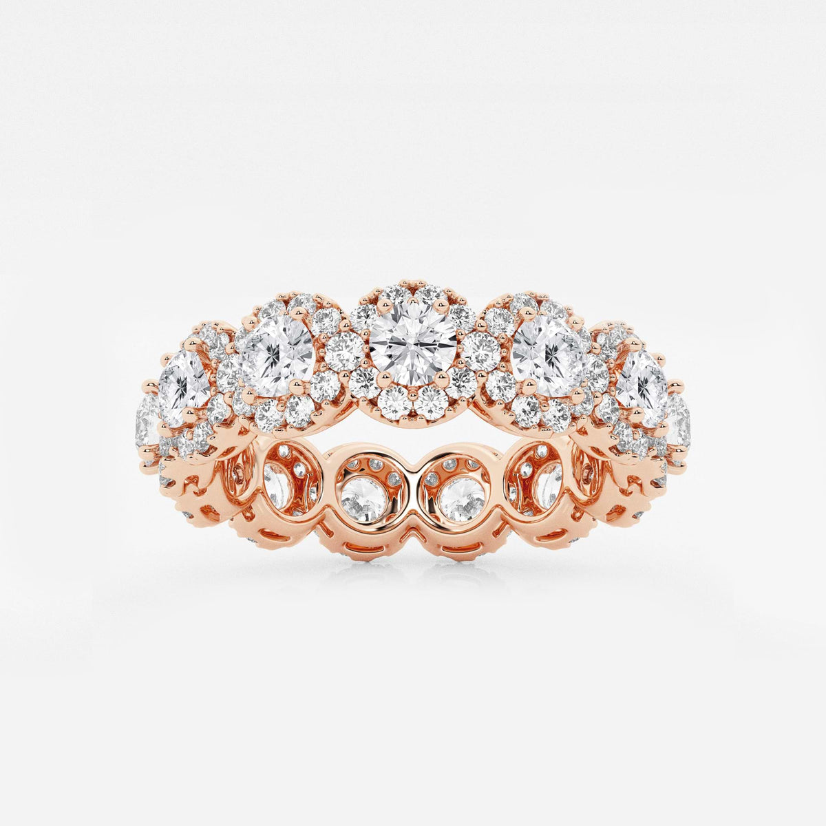 GWA133 - 3 ctw Halo Round Lab Grown Diamond Eternity Band - 6mm Width