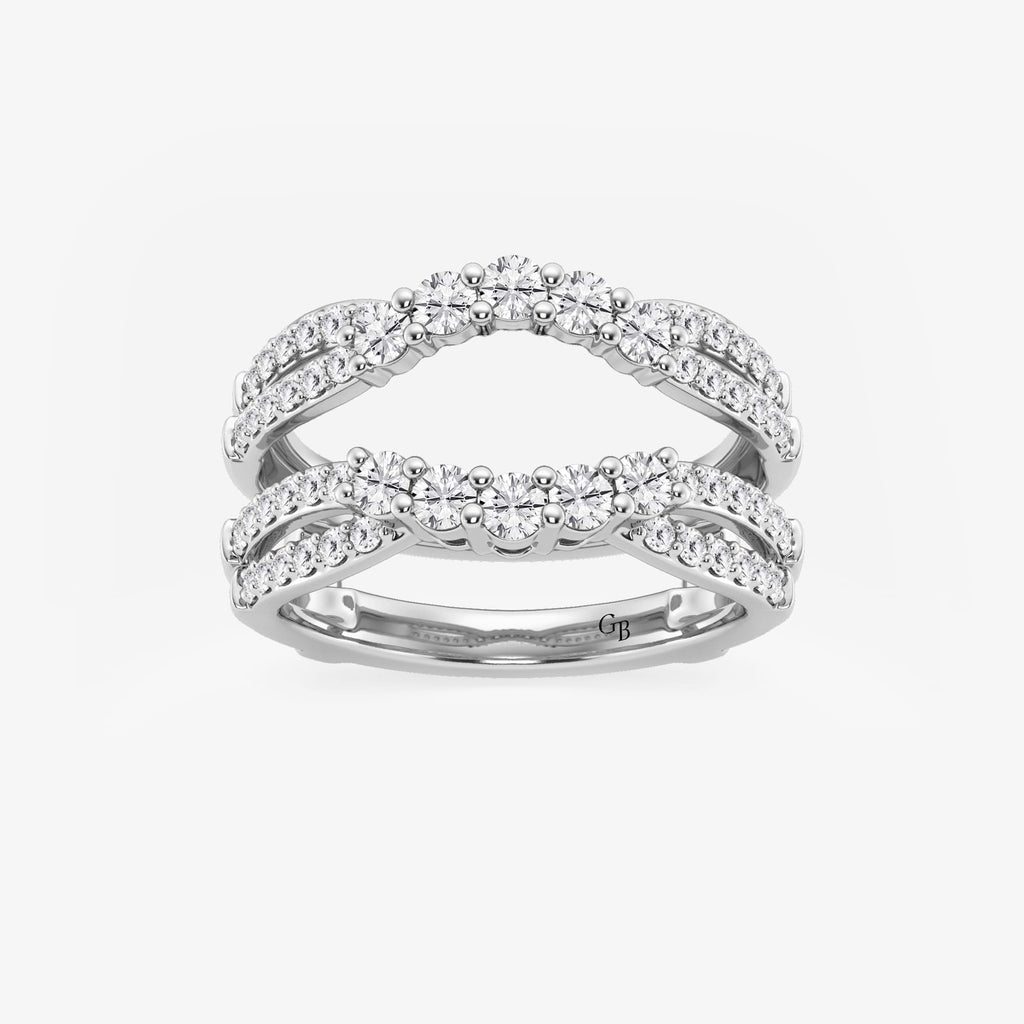 GWA135 - 1 ctw Round Lab Grown Diamond Graduated Crossover Ring Enhancer