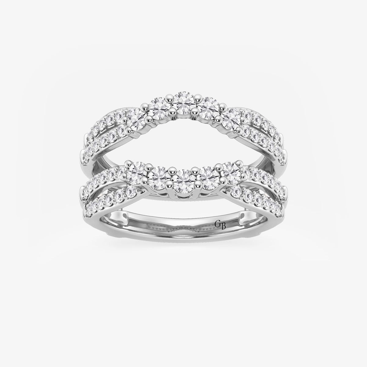 GWA135 - 1 ctw Round Lab Grown Diamond Graduated Crossover Ring Enhancer