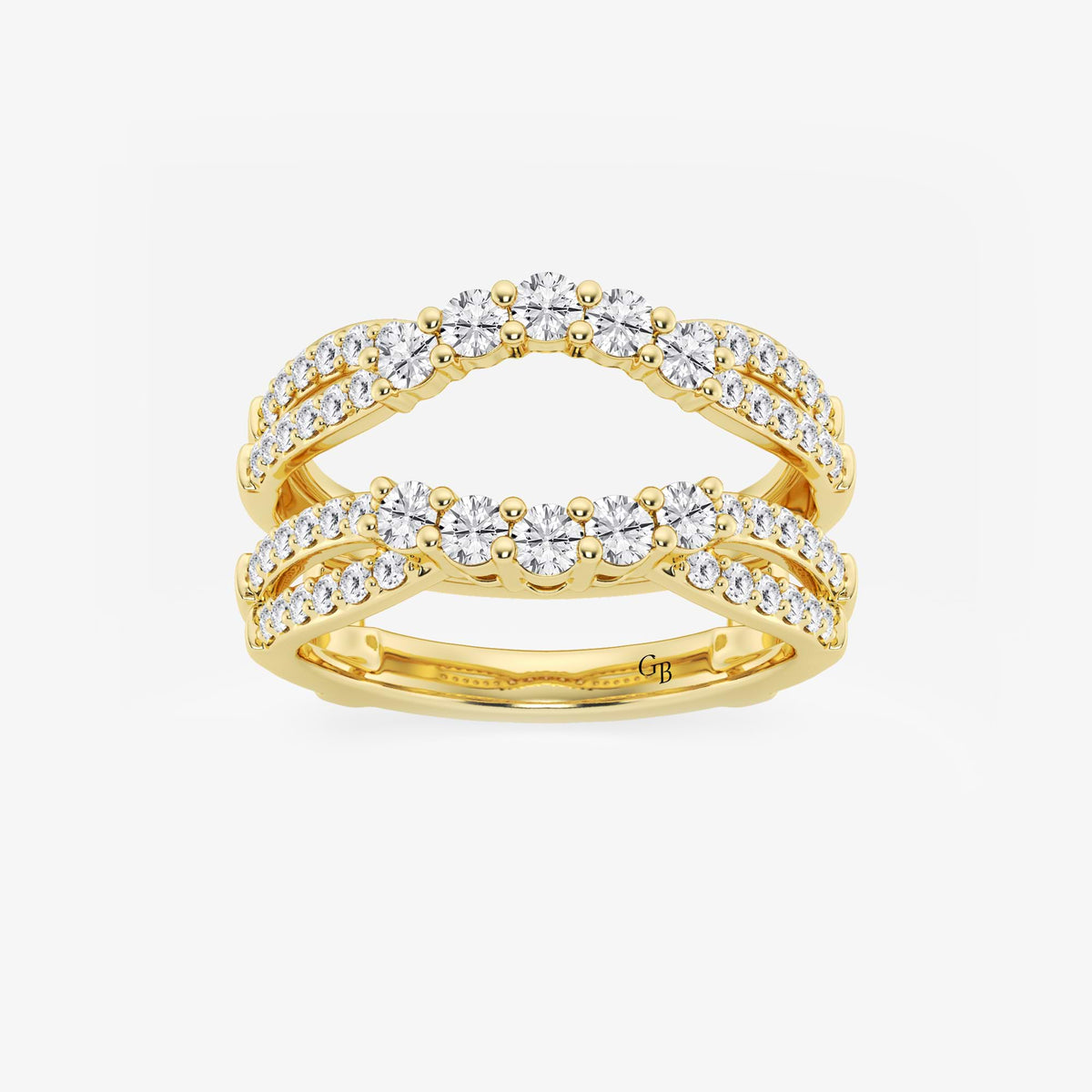 GWA135 - 1 ctw Round Lab Grown Diamond Graduated Crossover Ring Enhancer