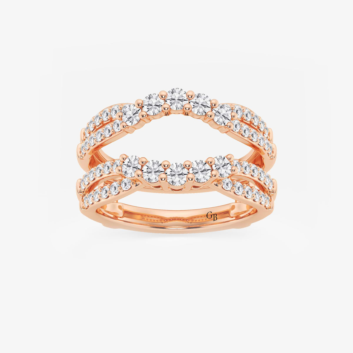 GWA135 - 1 ctw Round Lab Grown Diamond Graduated Crossover Ring Enhancer