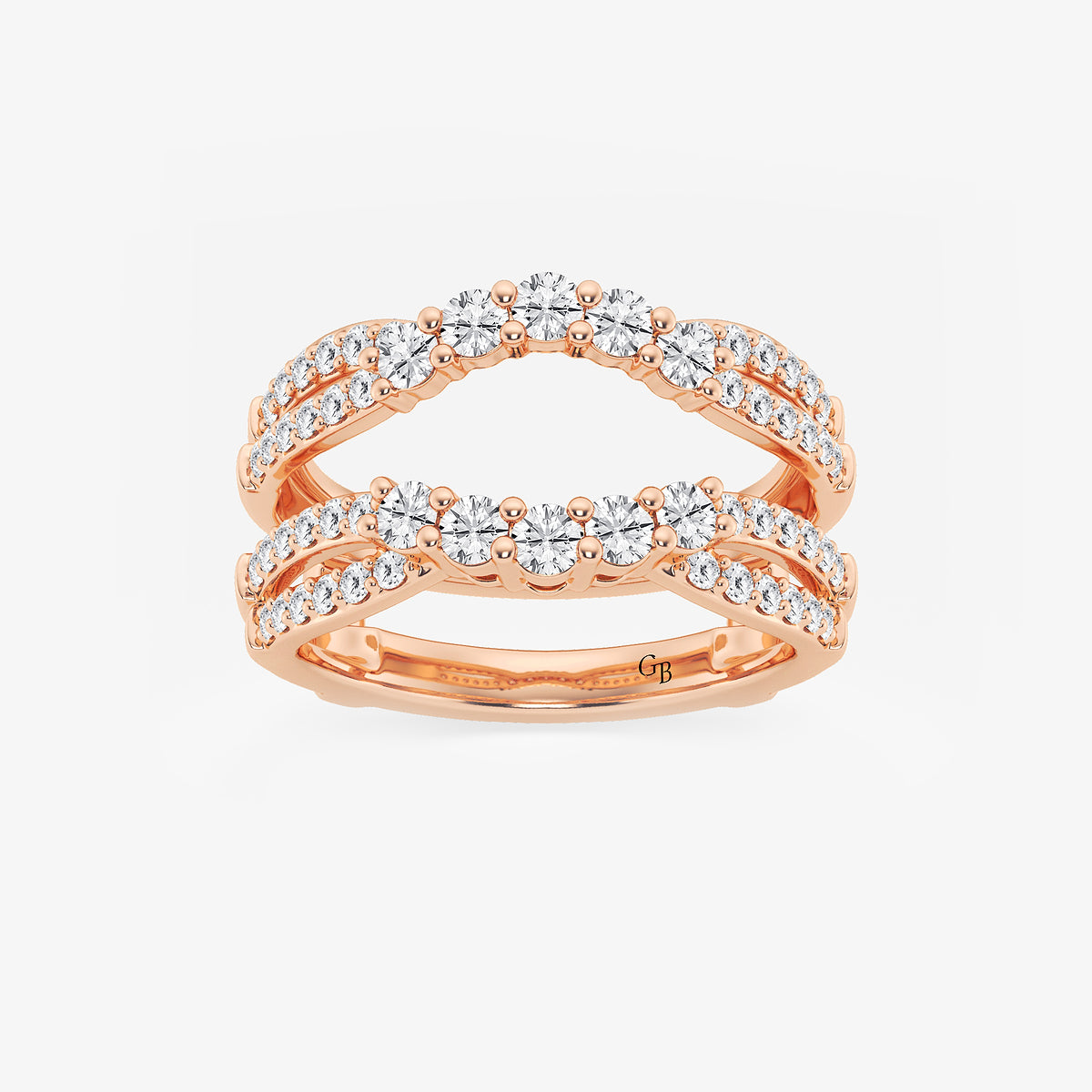 GWA135 - product video for 1 ctw Round Lab Grown Diamond Graduated Crossover Ring Enhancer