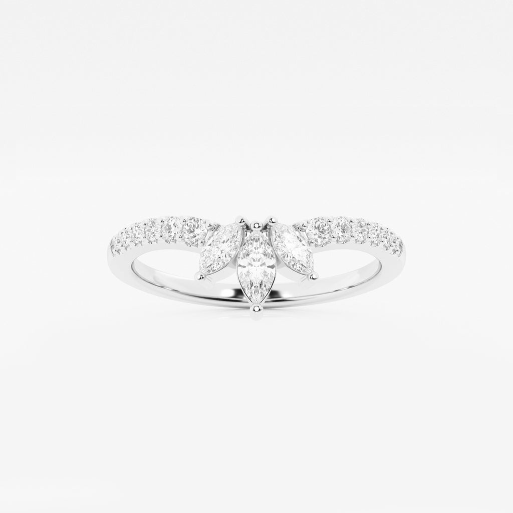 GWA140 - 2/5 ctw Round and Marquise Lab Grown Diamond Chevron Stackable Ring