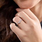 GWA140 - 2/5 ctw Round and Marquise Lab Grown Diamond Chevron Stackable Ring
