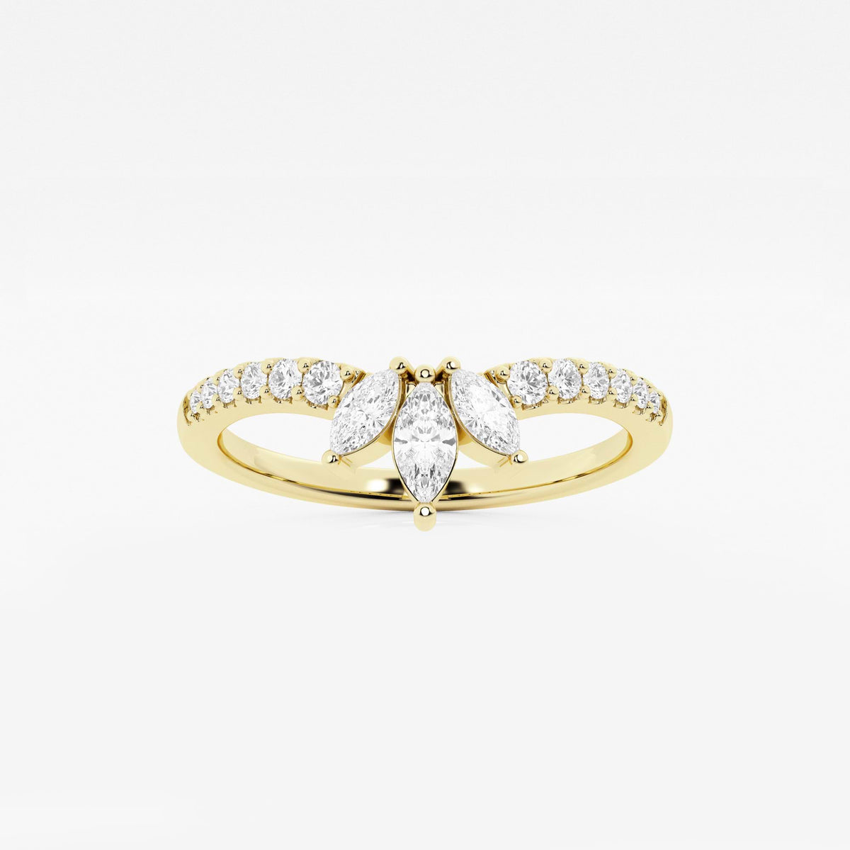 GWA140 - 2/5 ctw Round and Marquise Lab Grown Diamond Chevron Stackable Ring