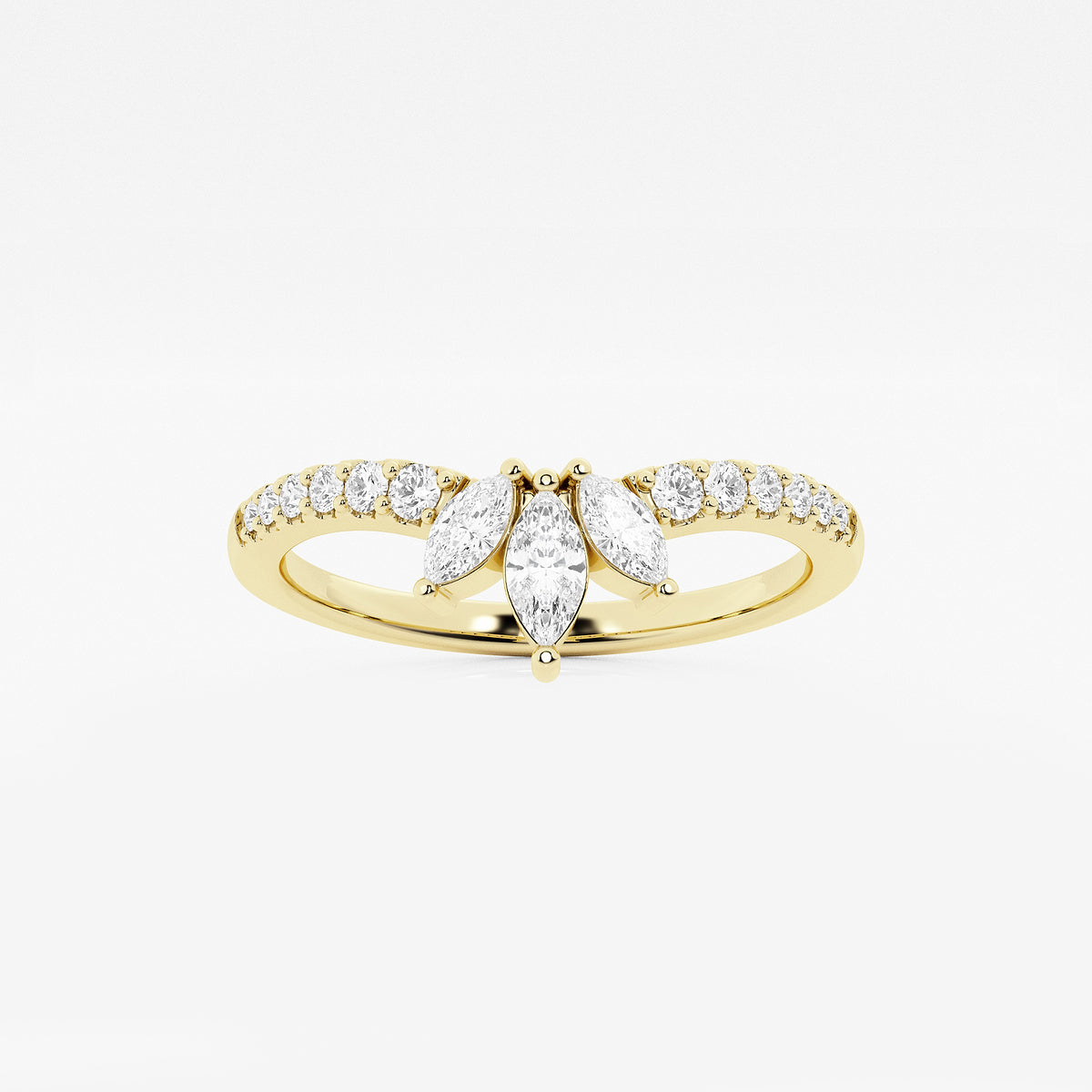 GWA140 - product video for 2/5 ctw Round and Marquise Lab Grown Diamond Chevron Stackable Ring