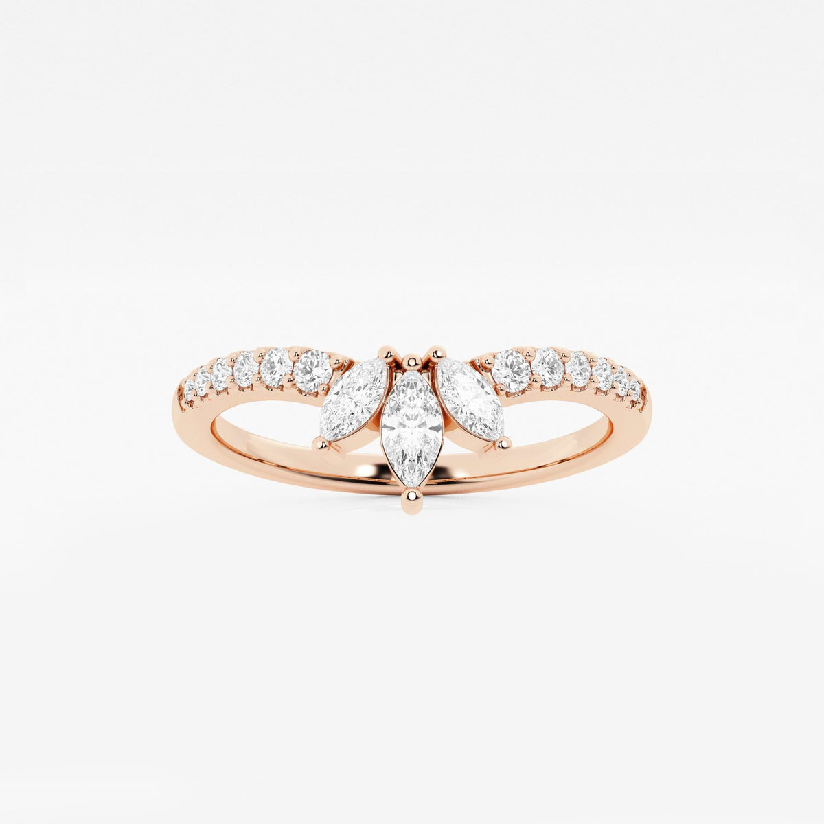 GWA140 - 2/5 ctw Round and Marquise Lab Grown Diamond Chevron Stackable Ring