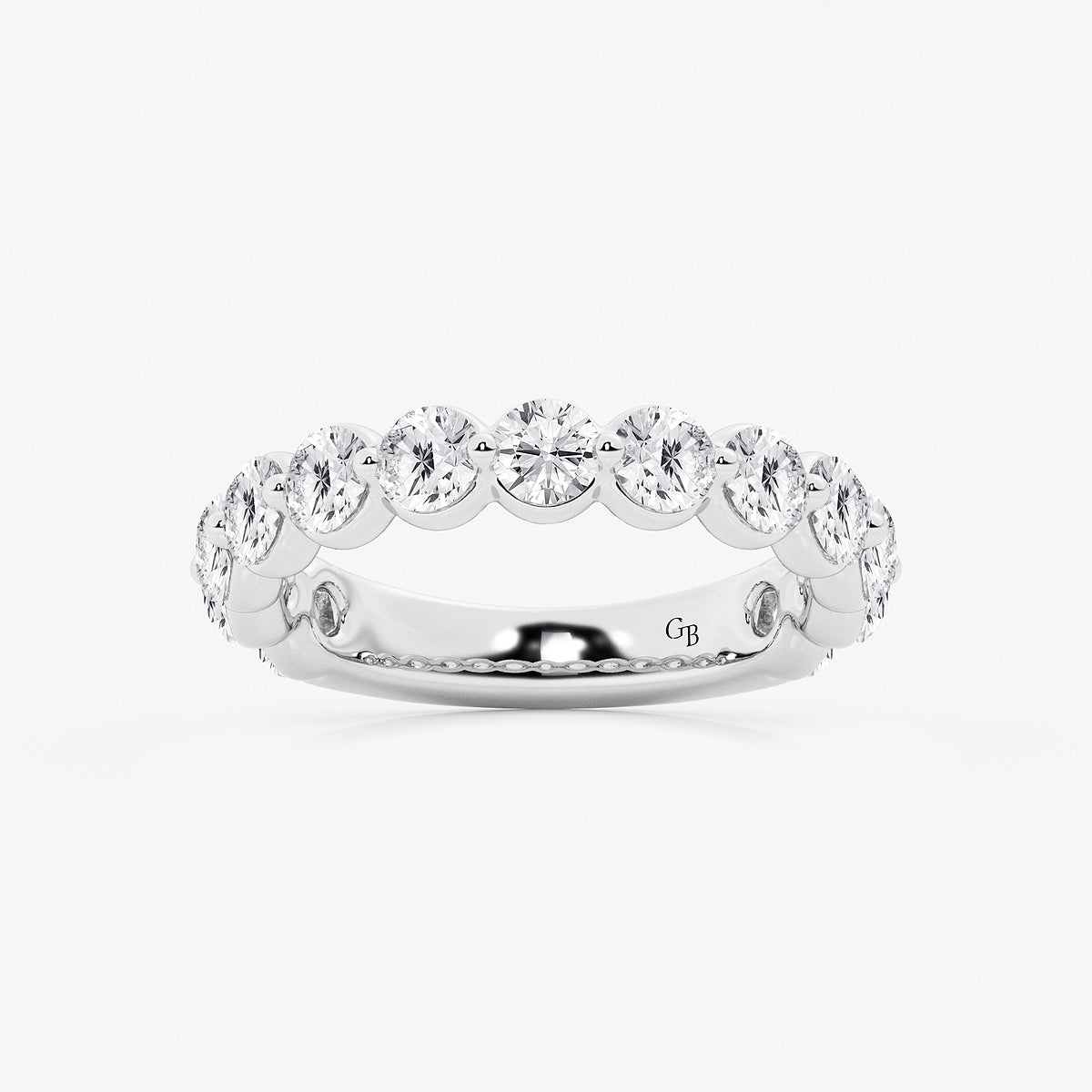 GWA150 - product video for 2 ctw Round Lab Grown Diamond Three Quarter Eternity Wedding Band