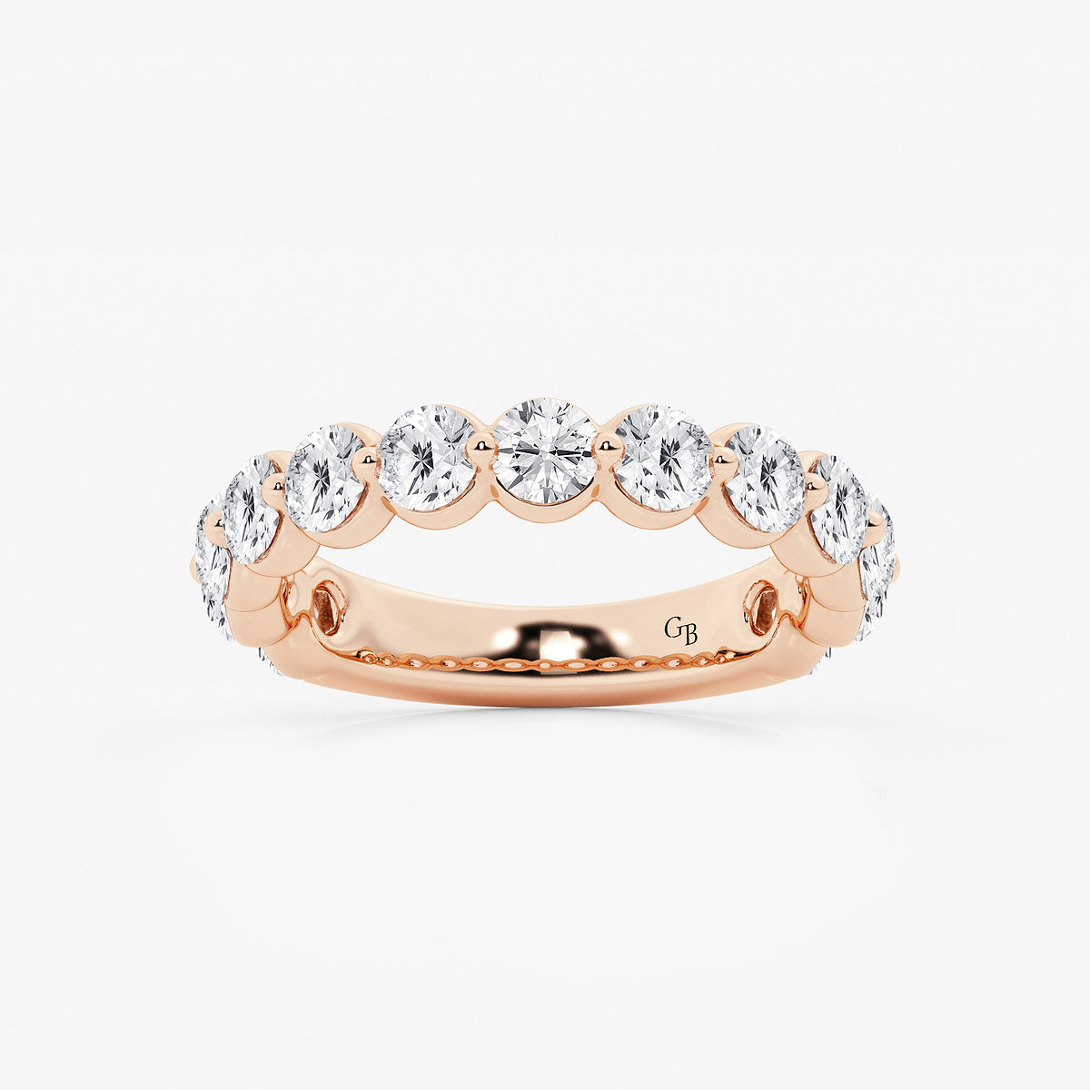 GWA150 - product video for 2 ctw Round Lab Grown Diamond Three Quarter Eternity Wedding Band