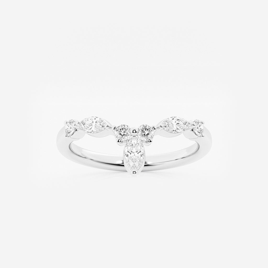 GWA151 - product video for 2/5 ctw Round and Marquise Lab Grown Diamond Chevron Stackable Ring