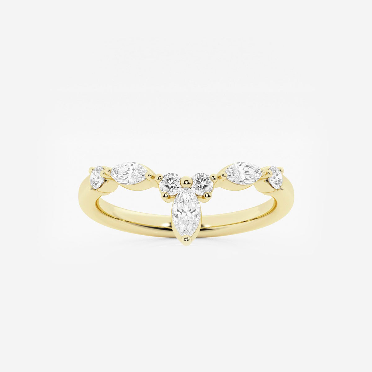GWA151 - 2/5 ctw Round and Marquise Lab Grown Diamond Chevron Stackable Ring
