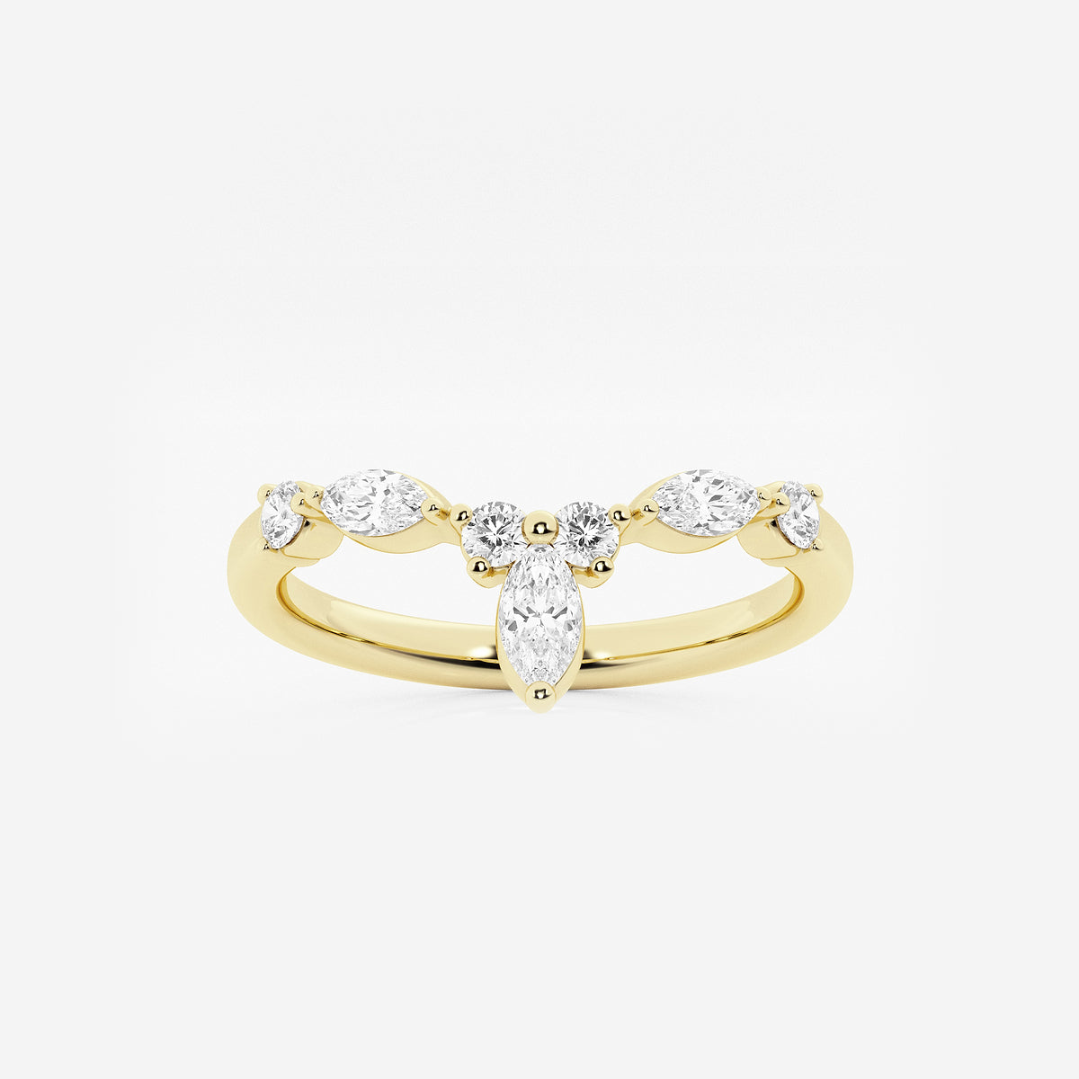 GWA151 - product video for 2/5 ctw Round and Marquise Lab Grown Diamond Chevron Stackable Ring