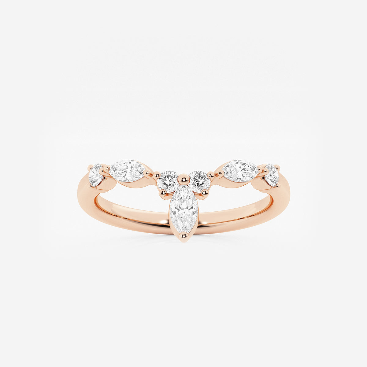 GWA151 - product video for 2/5 ctw Round and Marquise Lab Grown Diamond Chevron Stackable Ring