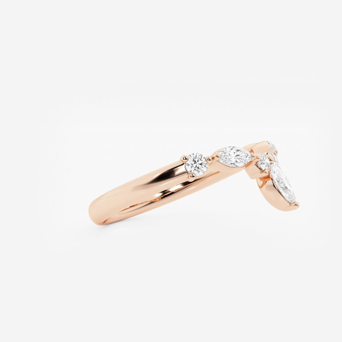 GWA151 - Additional Image 1 for  2/5 ctw Round and Marquise Lab Grown Diamond Chevron Stackable Ring