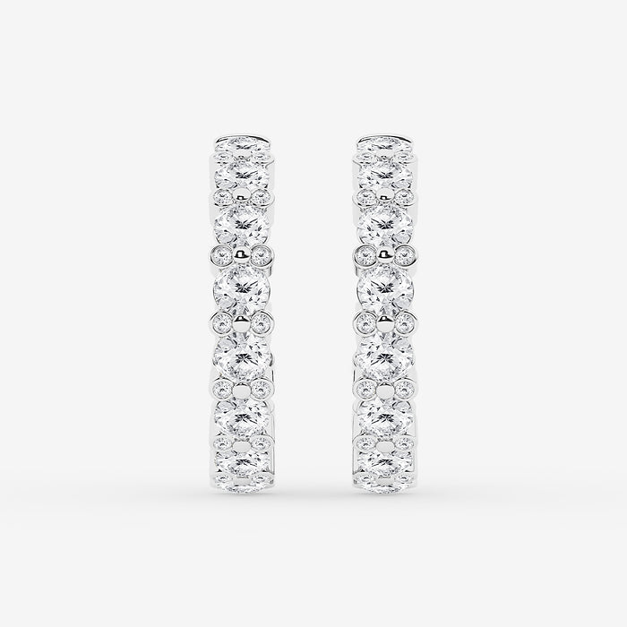 GWA156 - 4 1/3 ctw Round Lab Grown Diamond Bezel Hoop Earrings