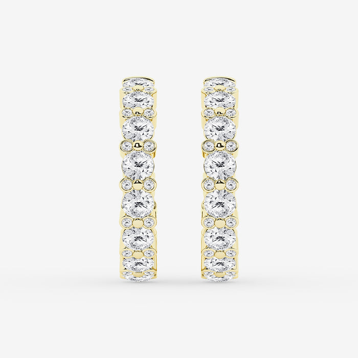 GWA156 - 4 1/3 ctw Round Lab Grown Diamond Bezel Hoop Earrings