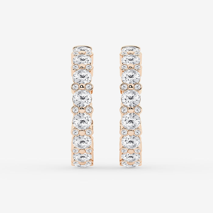 GWA156 - 4 1/3 ctw Round Lab Grown Diamond Bezel Hoop Earrings