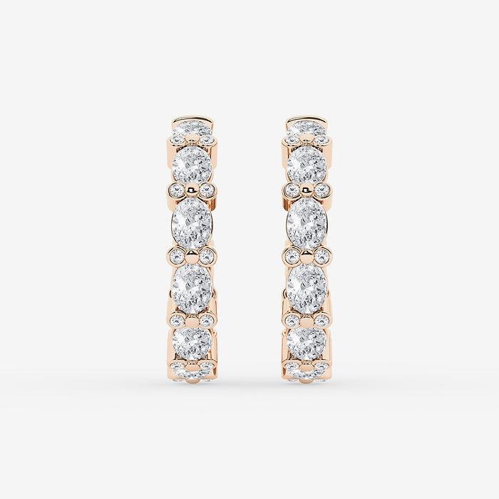 GWA157 - 3 7/8 ctw Oval & Round Lab Grown Diamond Bezel Hoop Earrings