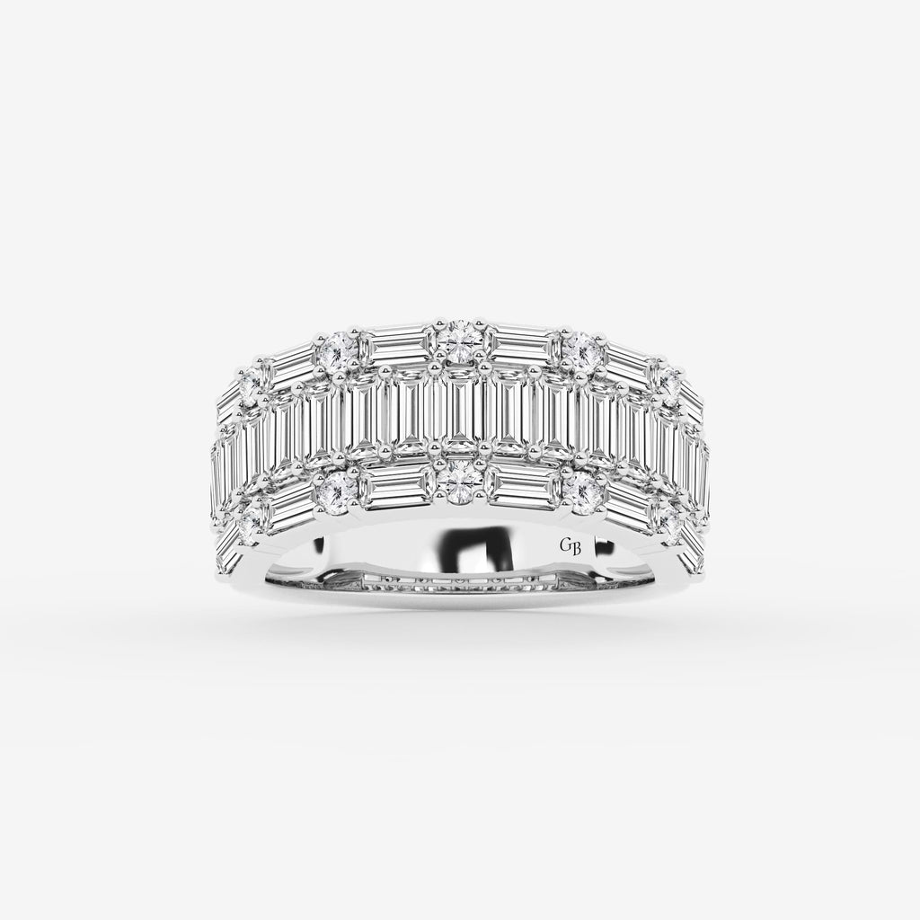 GWA158 - 2 1/2 ctw Round & Baguette Lab Grown Diamond Triple Row Ring