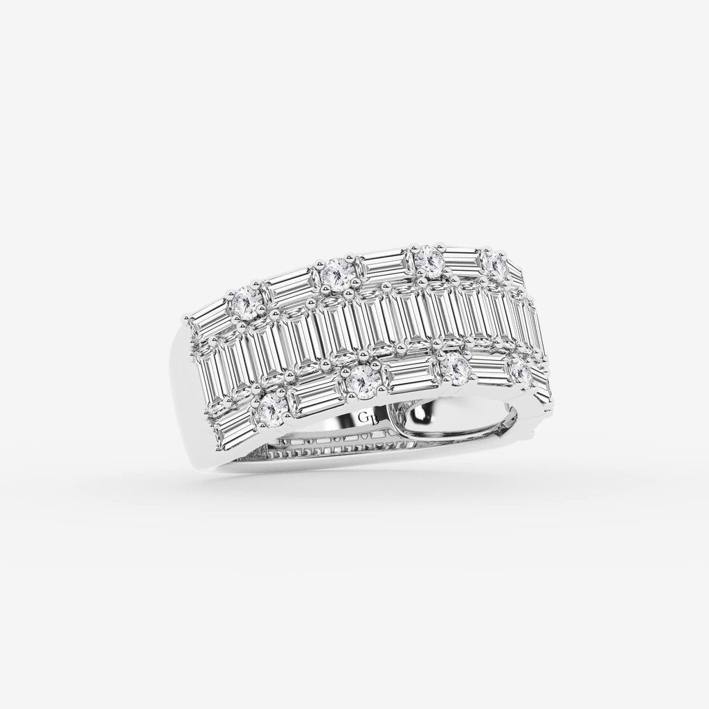 GWA158 - Additional Image 1 for  2 1/2 ctw Round & Baguette Lab Grown Diamond Triple Row Ring
