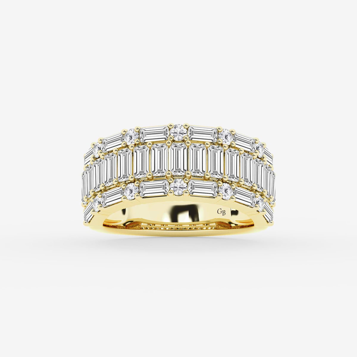 GWA158 - 2 1/2 ctw Round & Baguette Lab Grown Diamond Triple Row Ring
